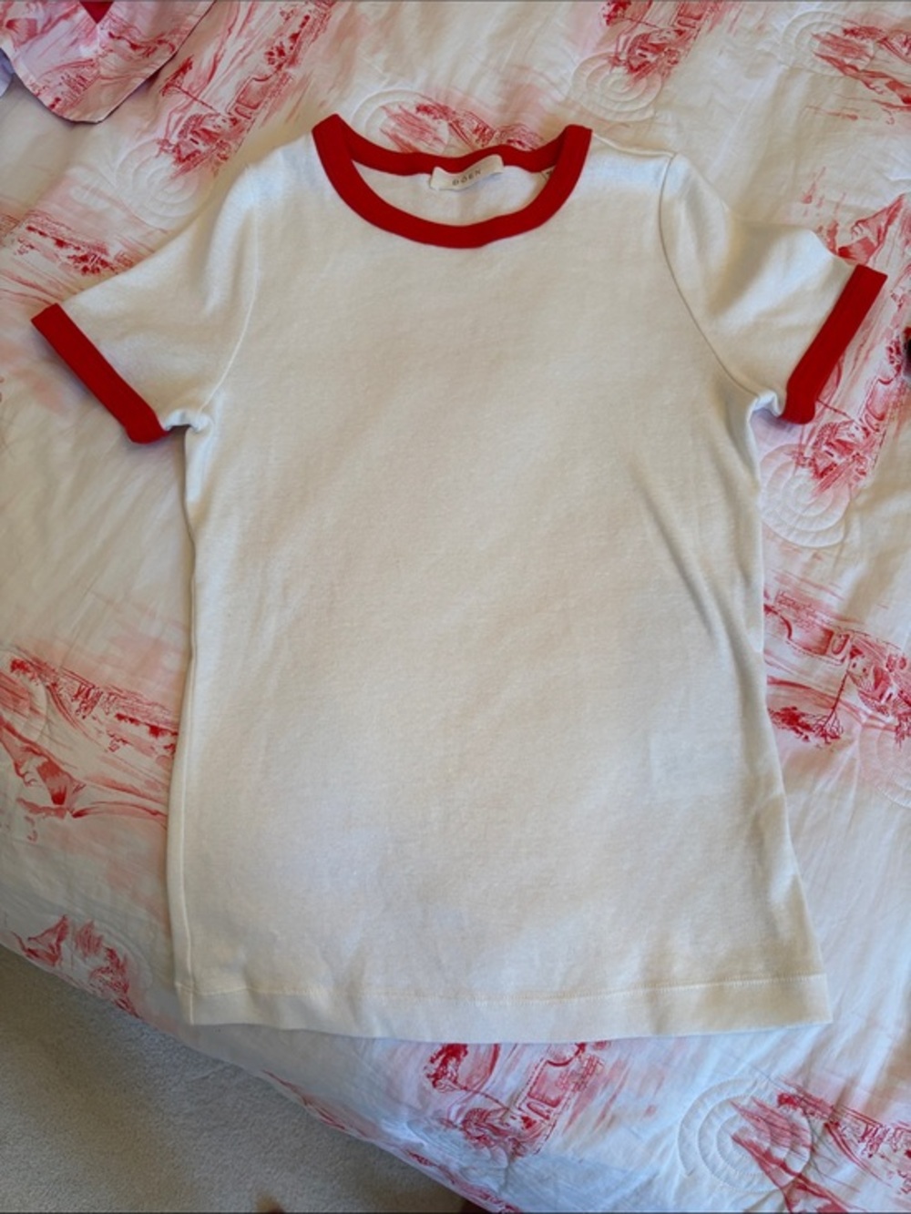 Doen Vivi Ringer Tee with Red Trim